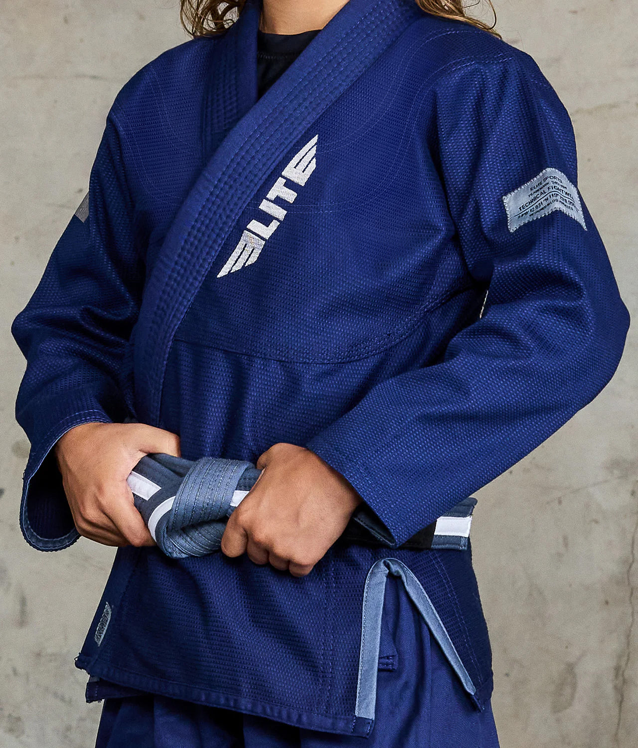 elite sports core navy youth bjj gi jacket view