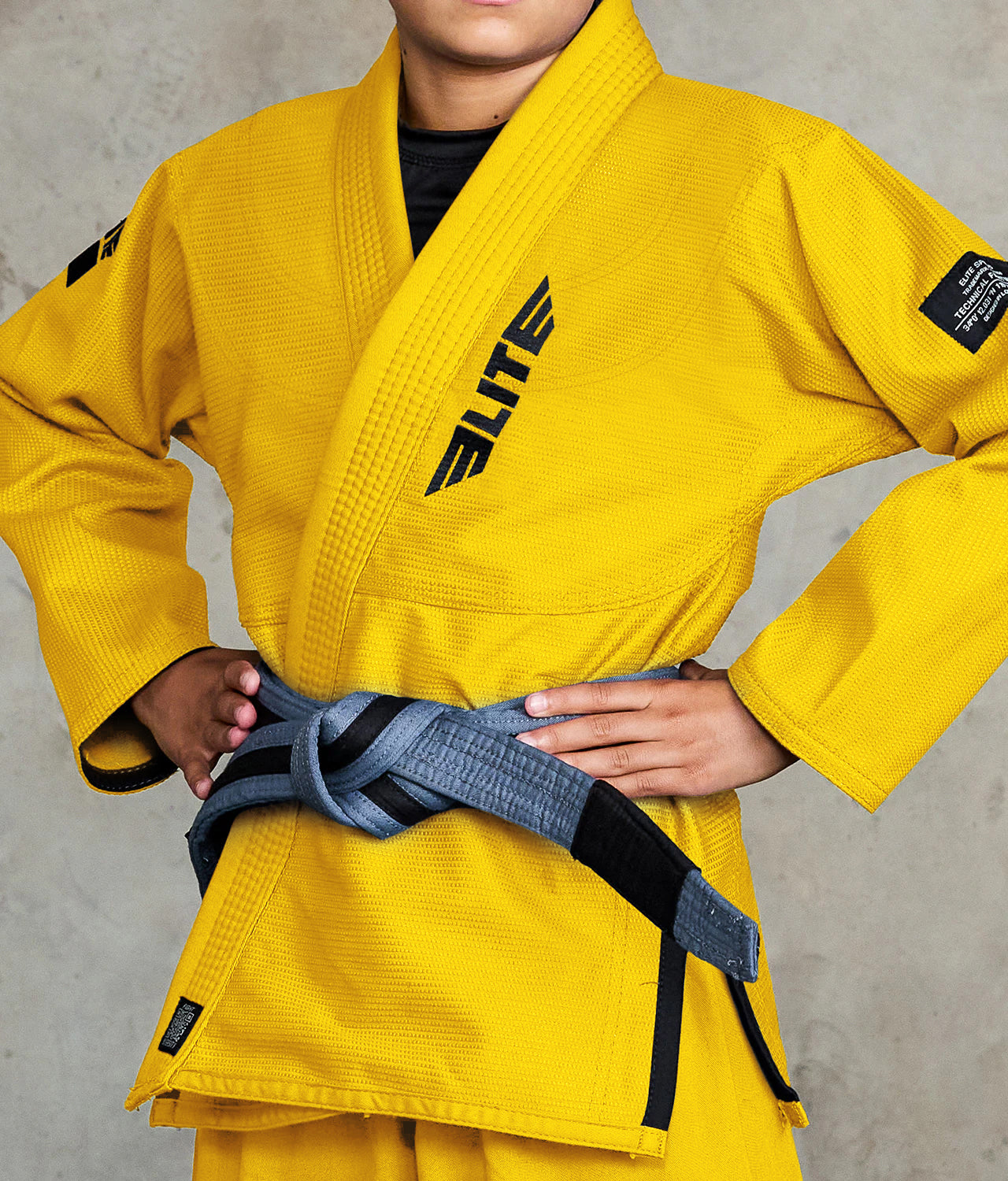 elite sports core yellow youth bjj gi jacket view