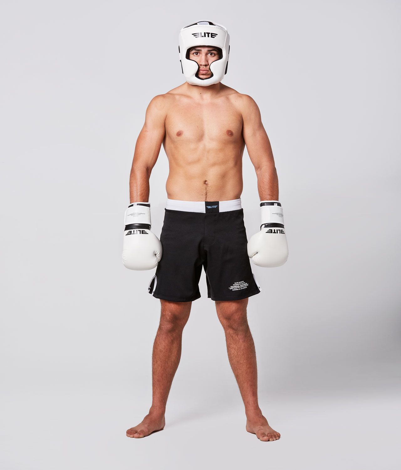 Elite Sports Adults' Essential White Brazilian Jiu Jitsu BJJ Headgear Full Look