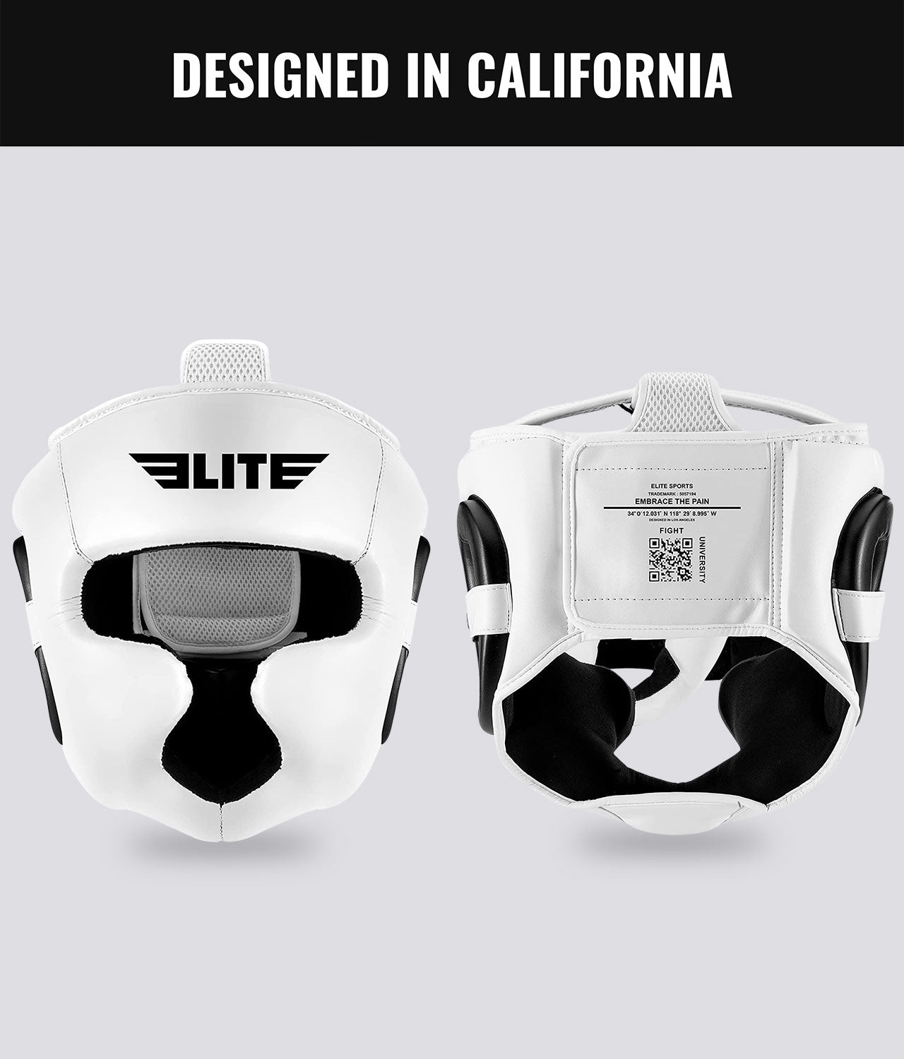 Elite Sports Adults' White Muay Thai Headgear Designed In California