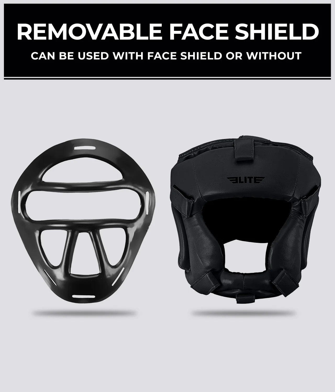 Elite Sports Kids' Black MMA Safety Headgear Removable Face Shield