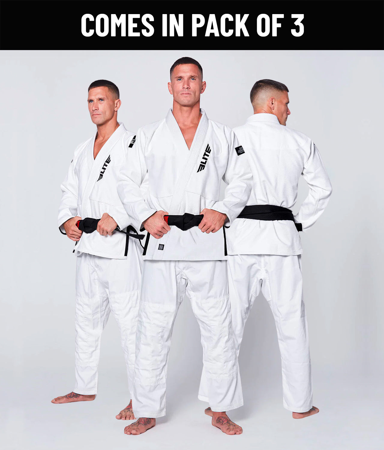 Elite Sports Men's Core White Brazilian Jiu Jitsu BJJ Gi - (Pack of 3)