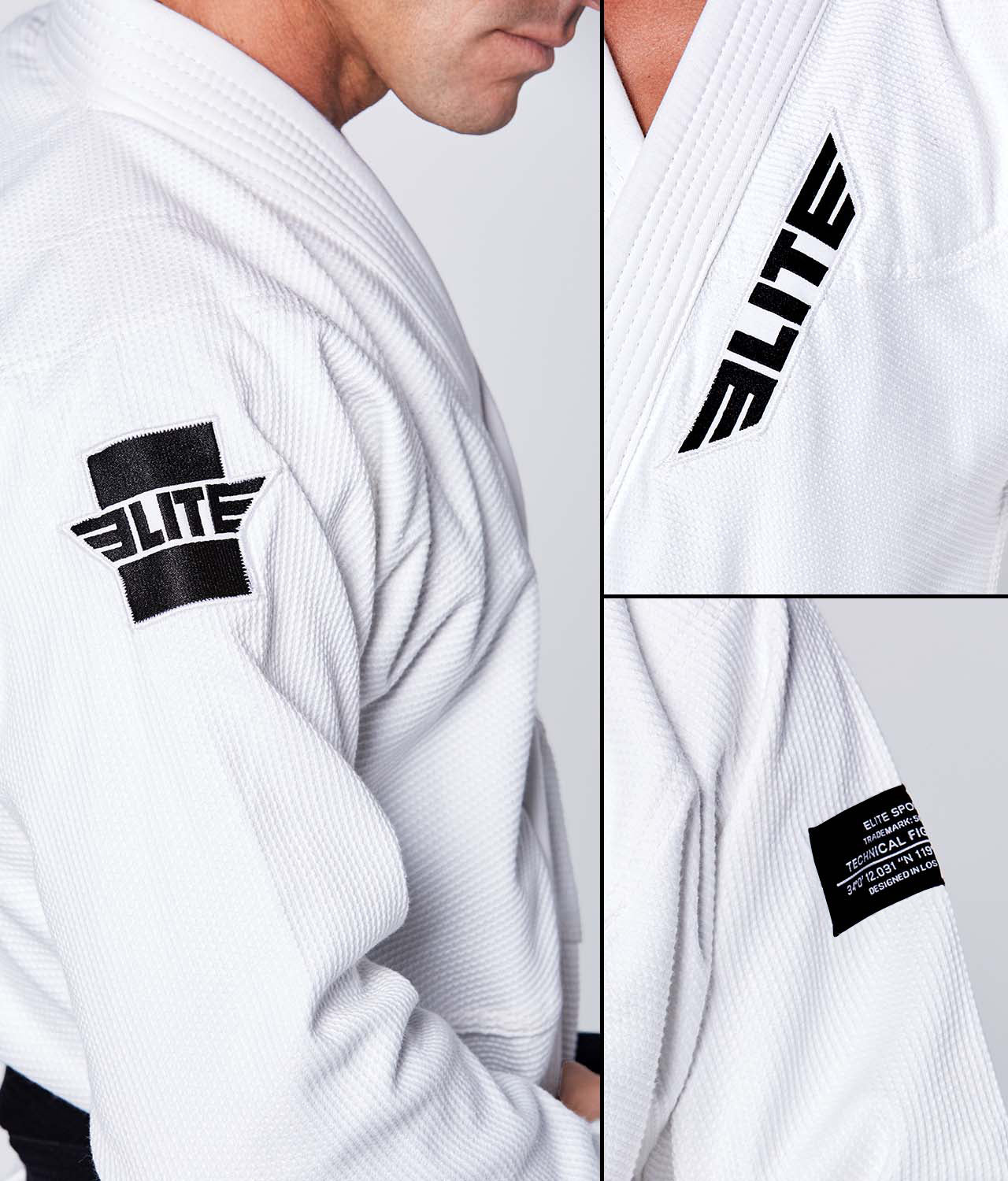 Elite Sports Men's Core White Brazilian Jiu Jitsu BJJ Gi - (Pack of 3) Detailed View