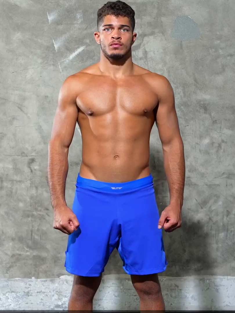 elite sports black jack series adult blue brazilian jiu jitsu bjj no gi shorts demo video