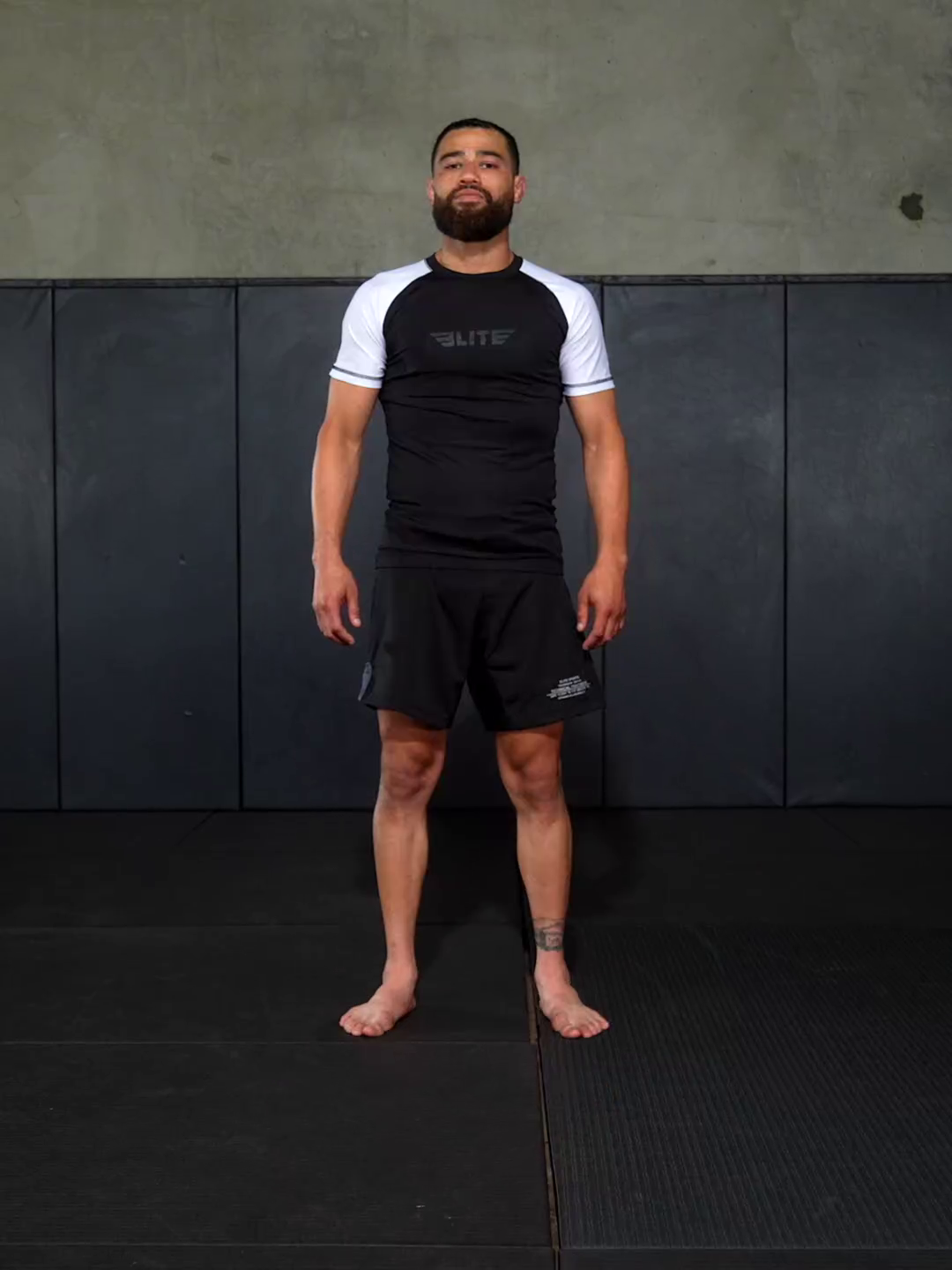elite sports standard black white mens short sleeve mma rash guard demo video