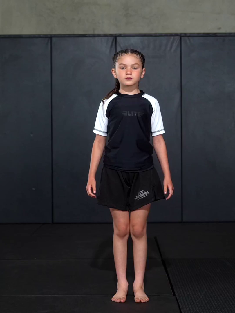 elite sports standard white black short sleeve nogi kids bjj rash guard demo video