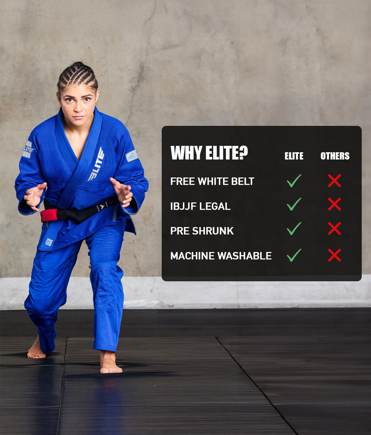 elite core blue females bjj uniform technical features