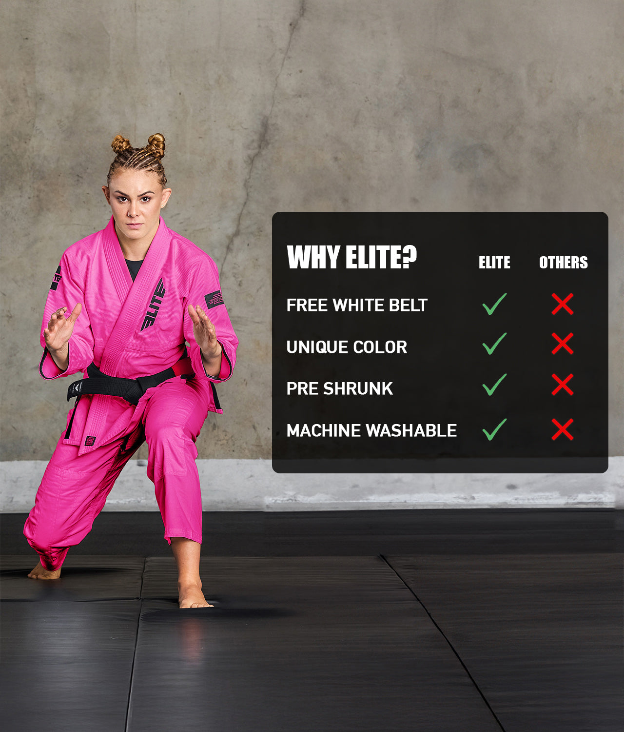 elite core pink females bjj uniform technical features