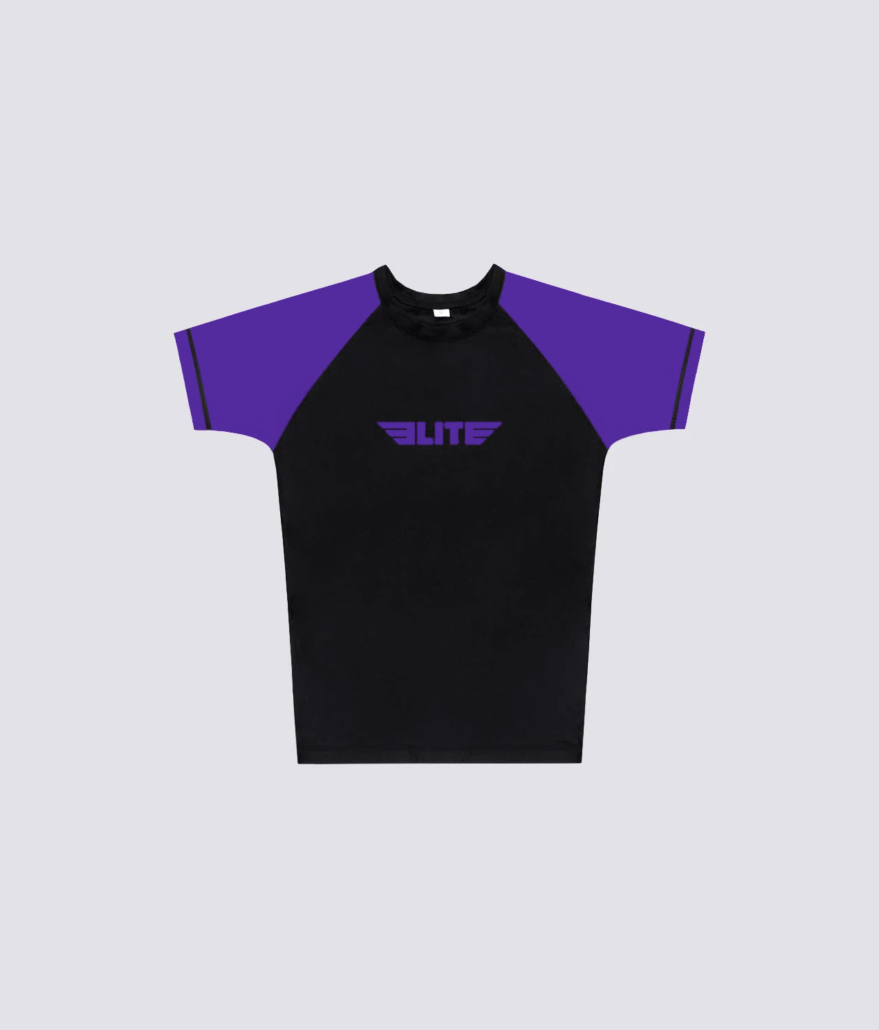 women's standard purple short sleeve mma rash guard flat