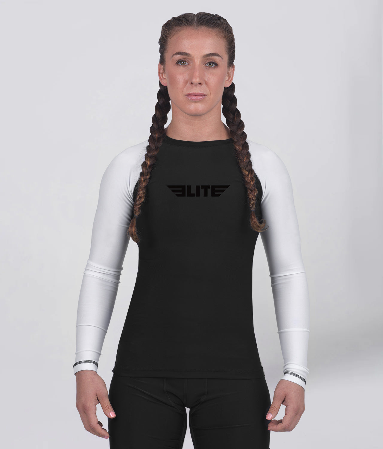 women's standard white long sleeve mma rash guard main view