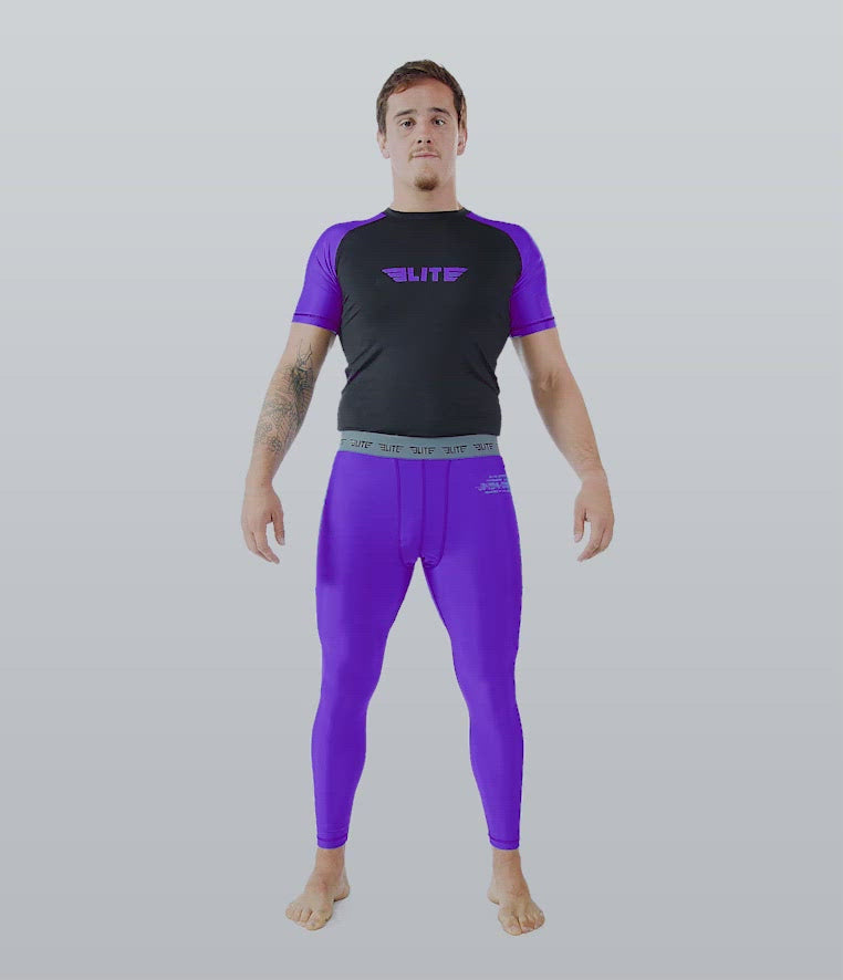 Men's Standard Purple Short Sleeve Jiu Jitsu BJJ Rash Guard Video