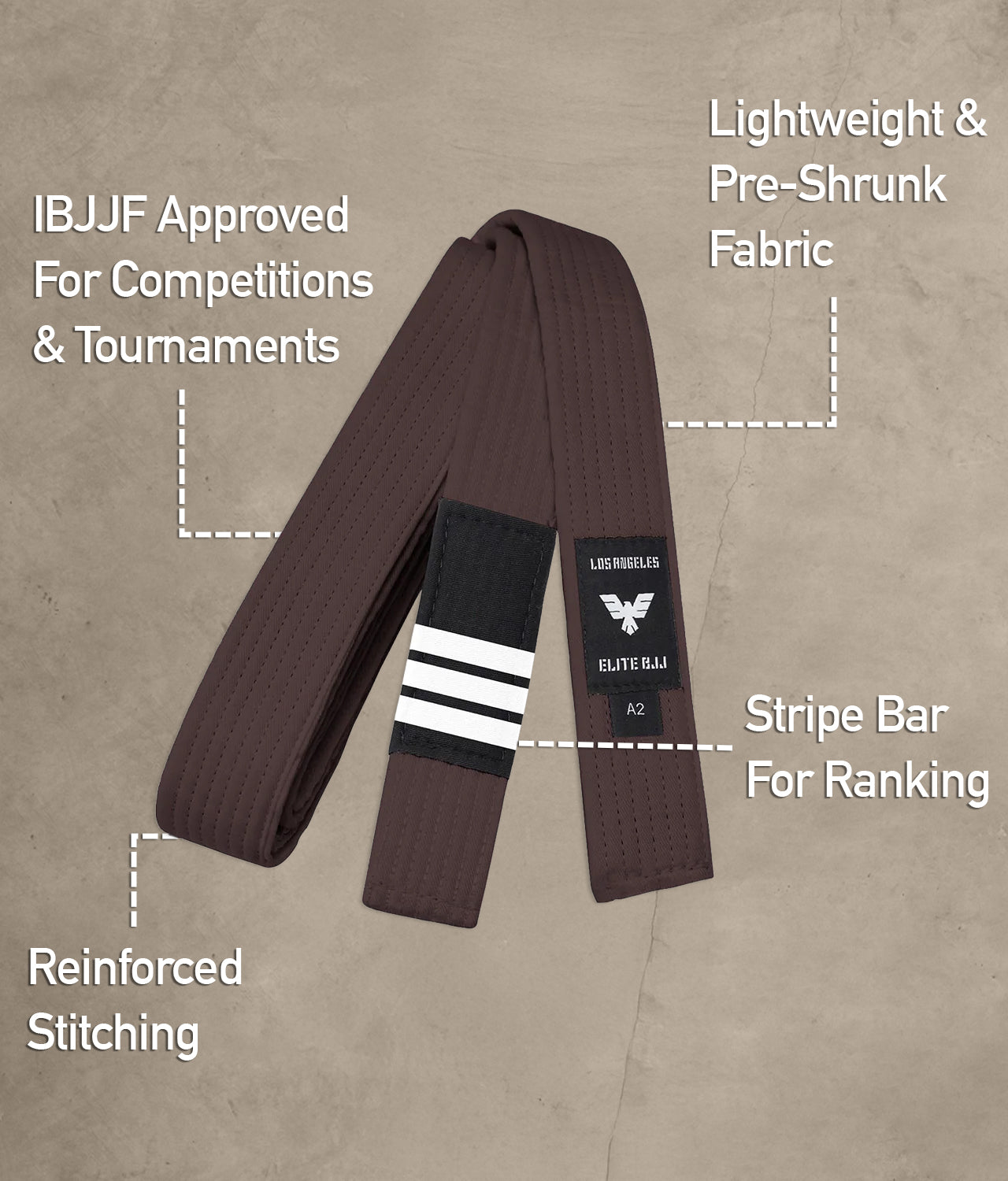 elite sports lightweight and preshrunk adults brown bjj belt