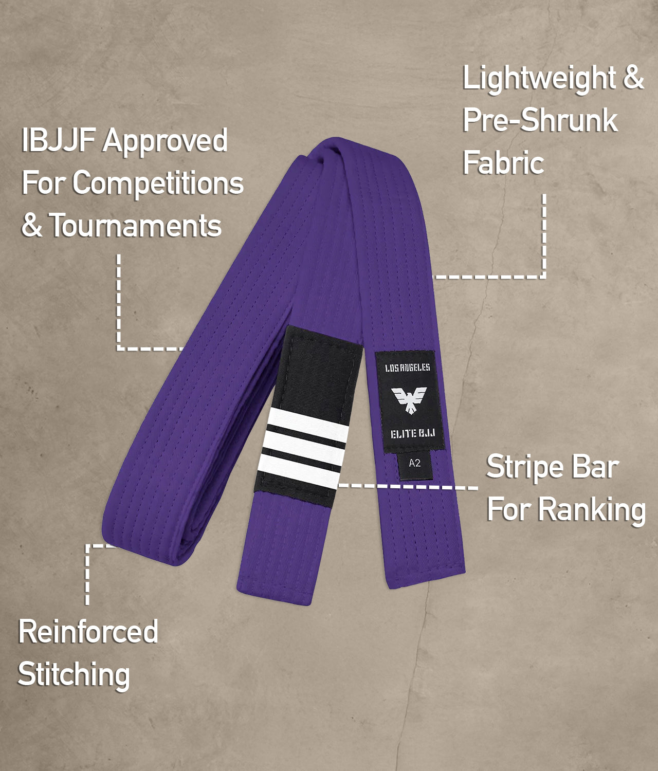 elite sports lightweight and preshrunk adults purple bjj belt