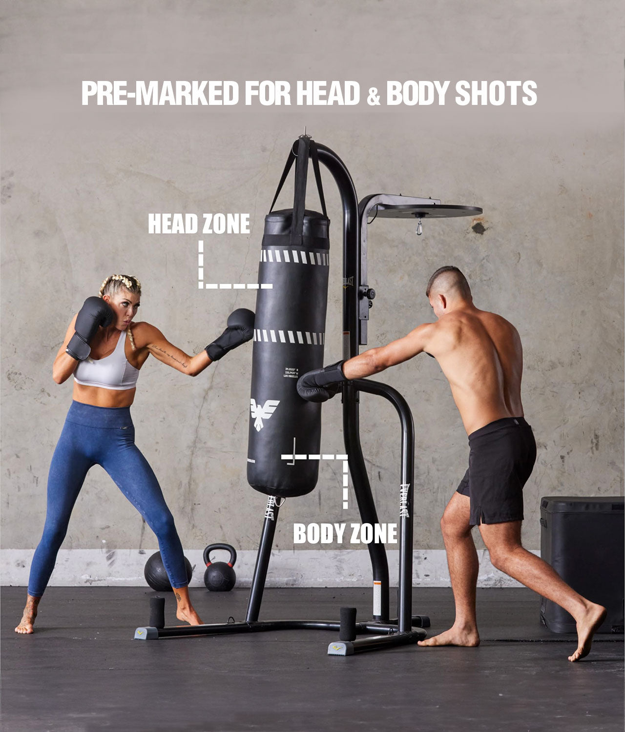 Elite Sports Adults 4 ft Essential Boxing Punching Bag Set Pre-Marked for Head & Body Shots