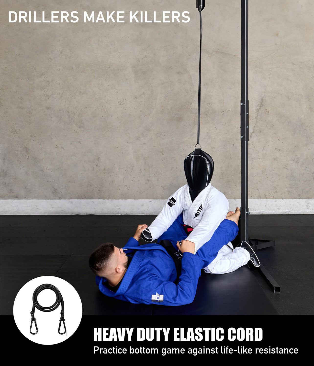 elitesports adults essential bjj grappling dummy with heavy duty elastic cord
