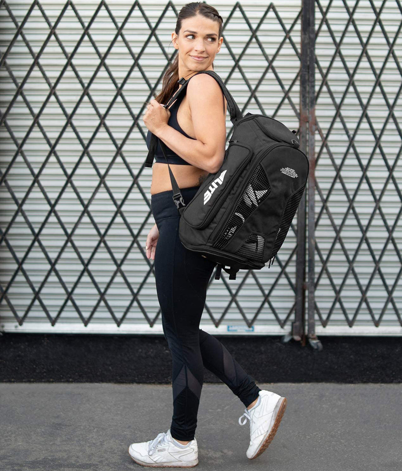 Elite Sports Convertible Black Gym Bag & Backpack