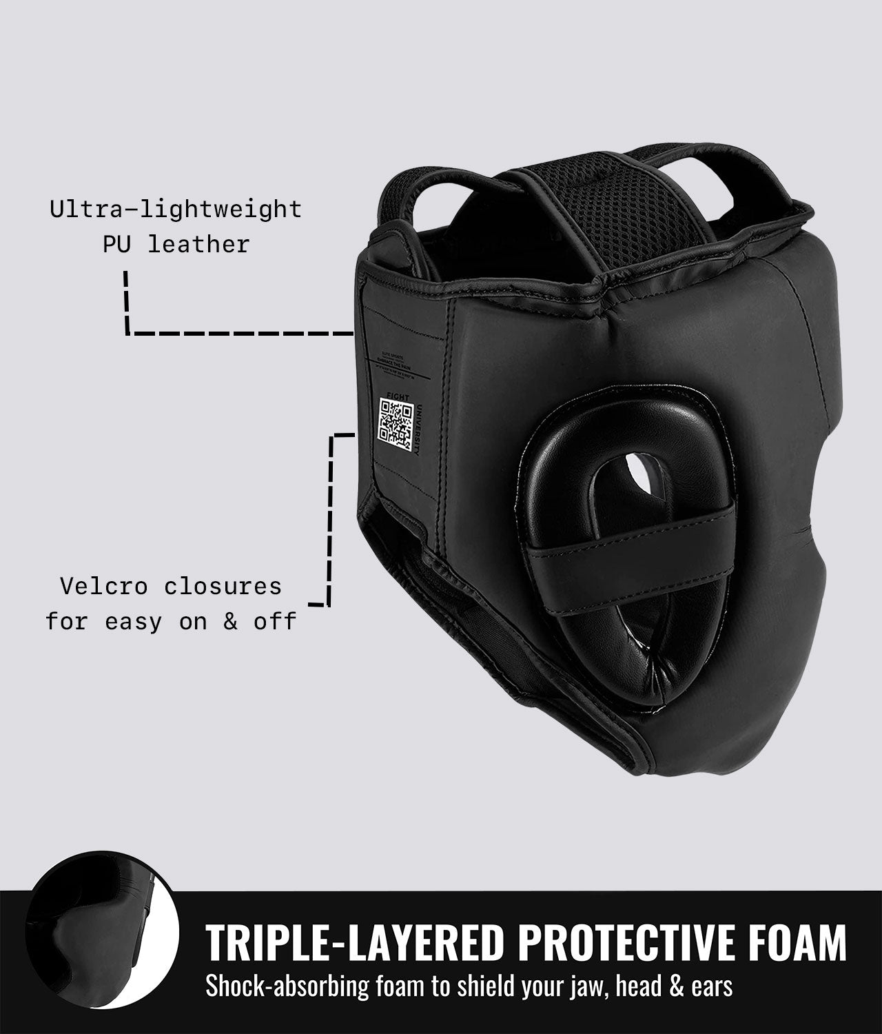Elite Sports Adults' Essential Black/Black Boxing Headgear Triple-Layered Protective Foam