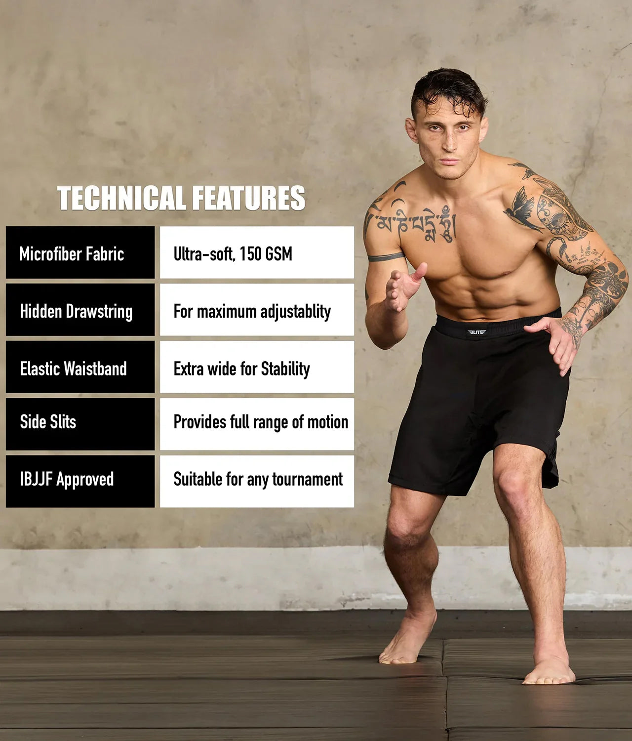 black jack series black adults bjj shorts technical features