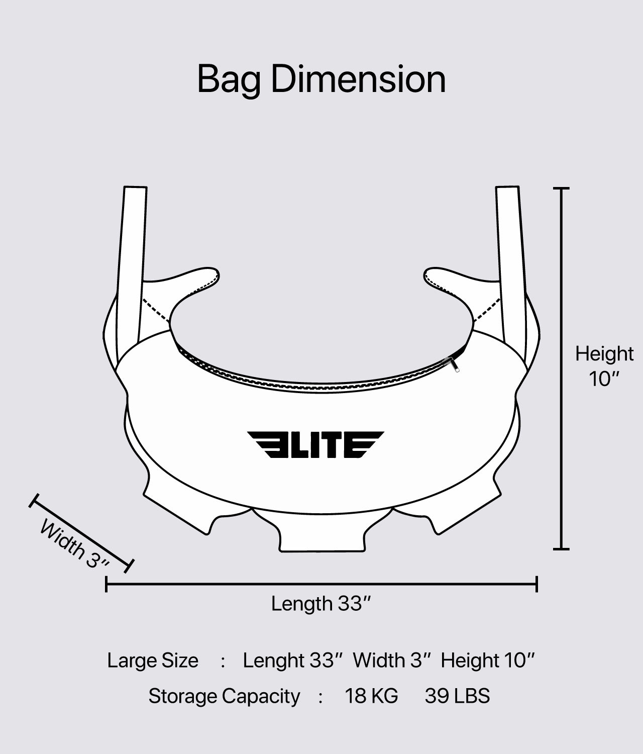 Elite Sports Bulgarian Sand Bag Dimension