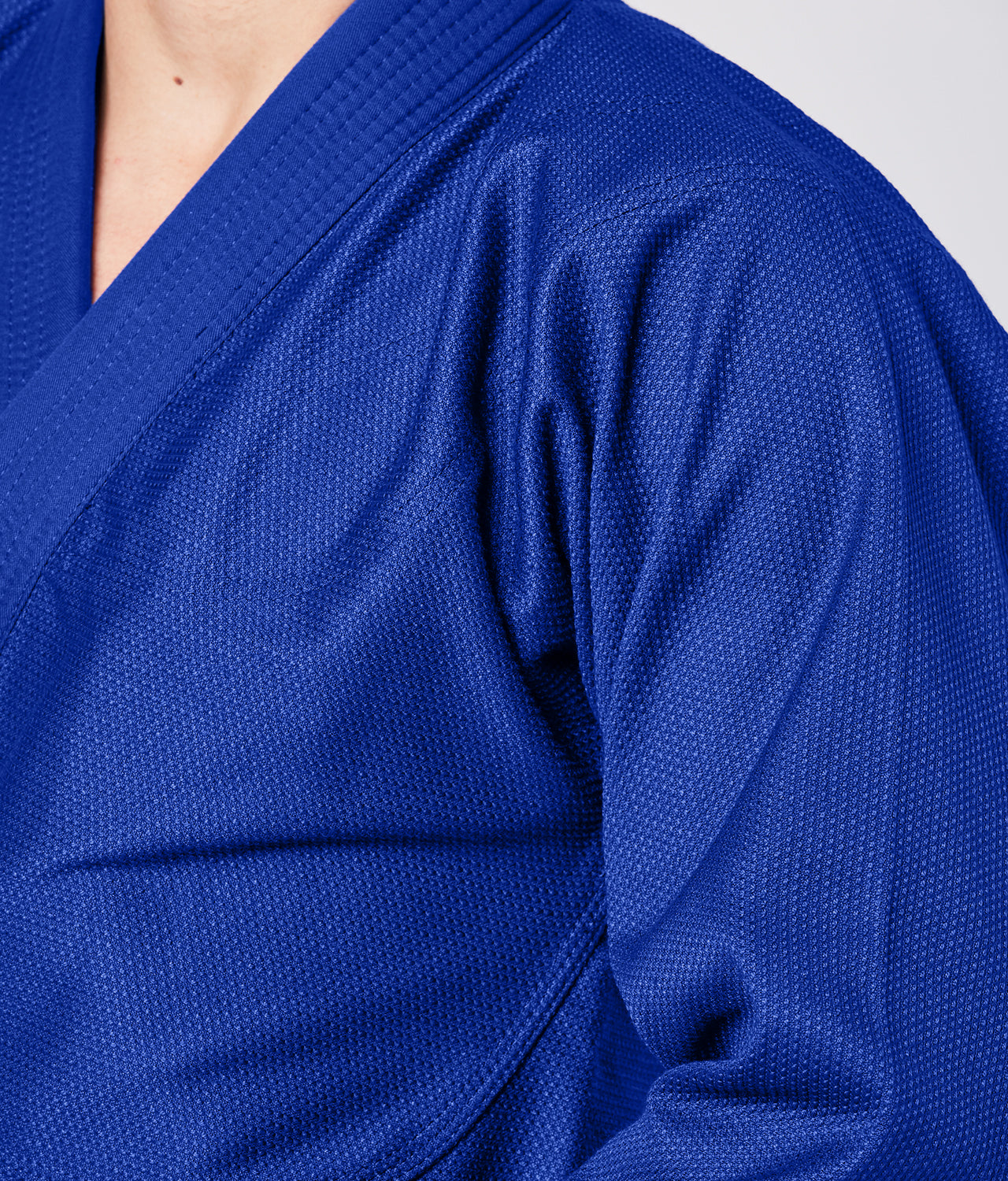 Elite Sports Men's Essential Blue Brazilian Jiu Jitsu BJJ Gi Closeup View