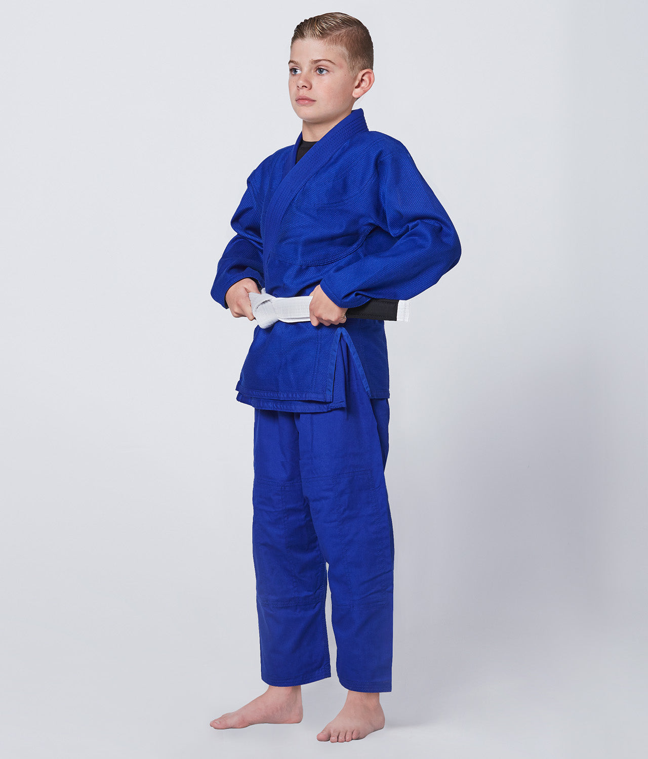 Elite Sports Kids' Essential Blue Brazilian Jiu Jitsu BJJ Gi Side View