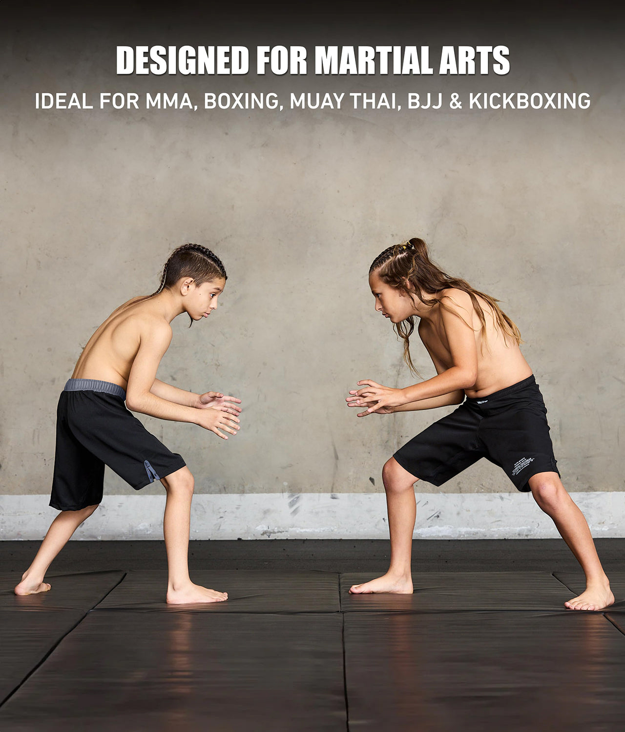 elite sports black jack series gray youth all martial arts shorts