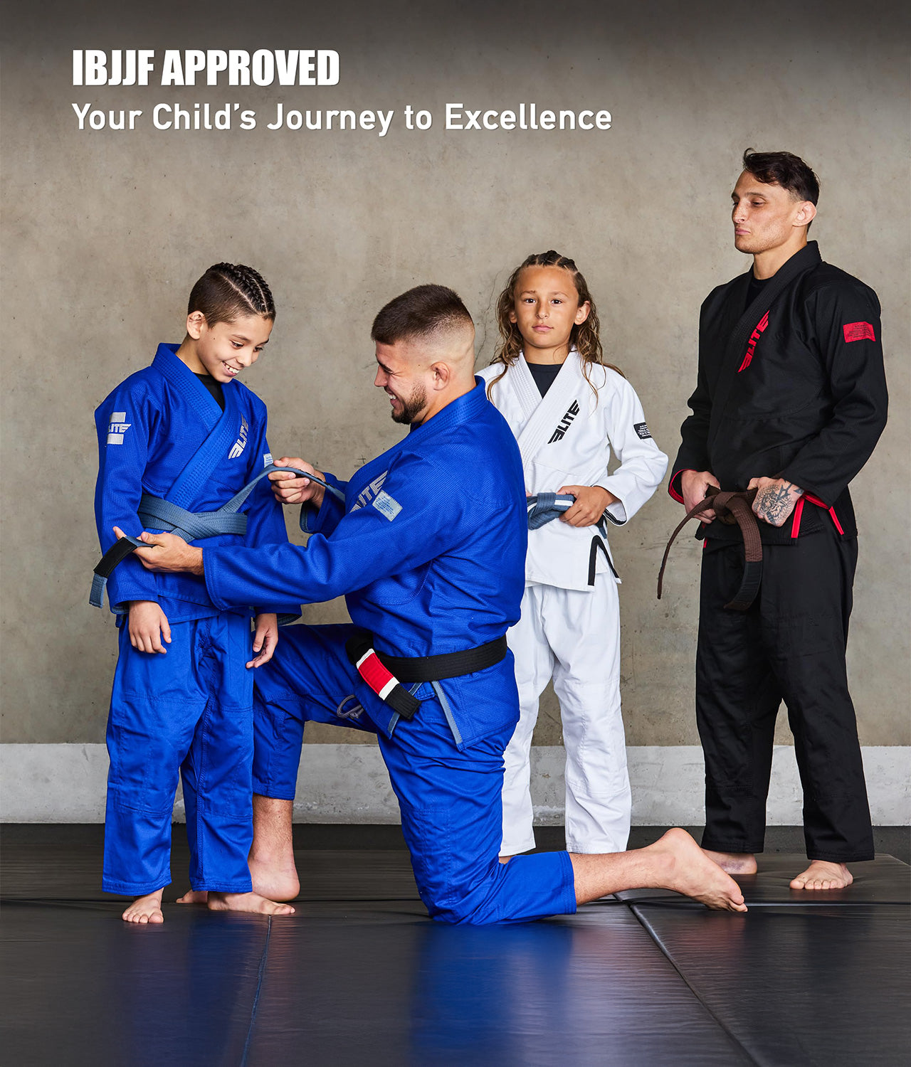 Elite Sports Kids Jiu Jitsu Gray Belt - Youth IBJJF Rank Belt