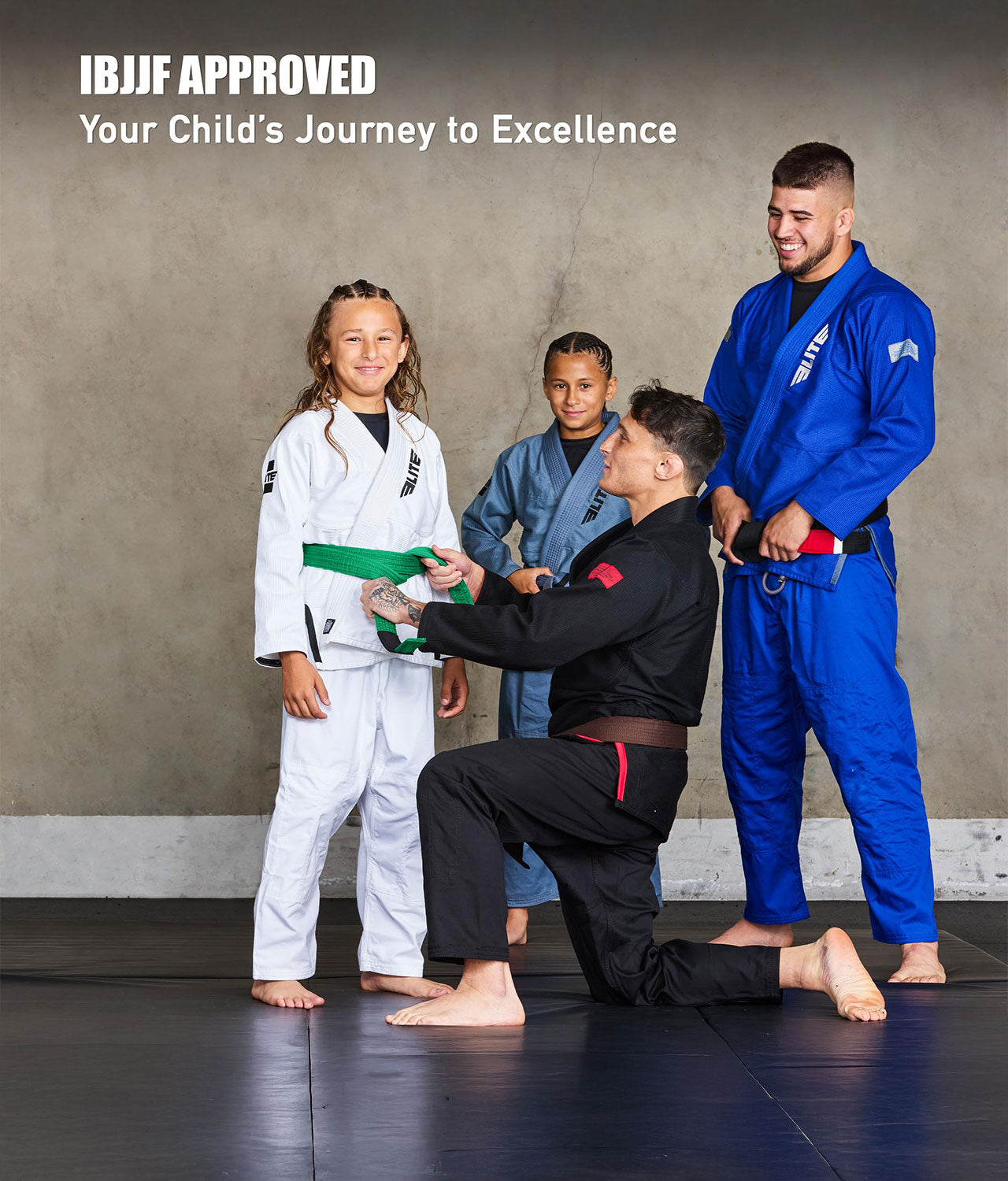 elite sports kids ibjjf approved green bjj belt