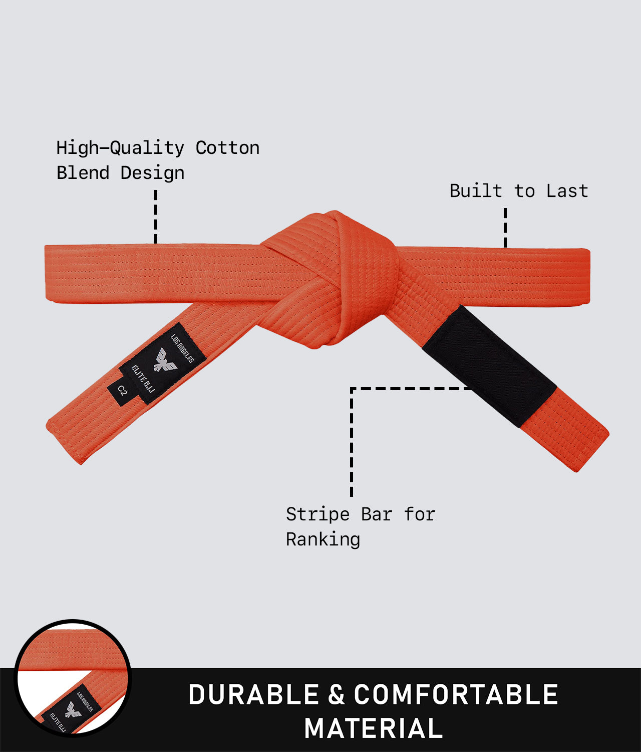 Elite Sports Kids' Jiu Jitsu BJJ Orange Belt Durable & Comfortable Material