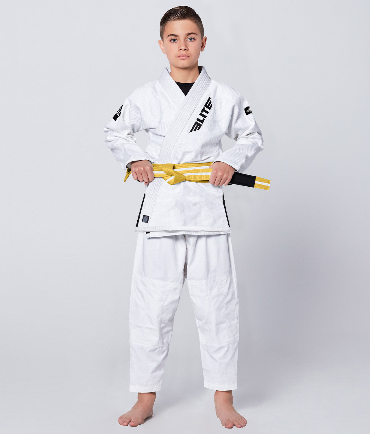 Elite Sports Kids' Jiu Jitsu BJJ Yellow/White Belt Full Look