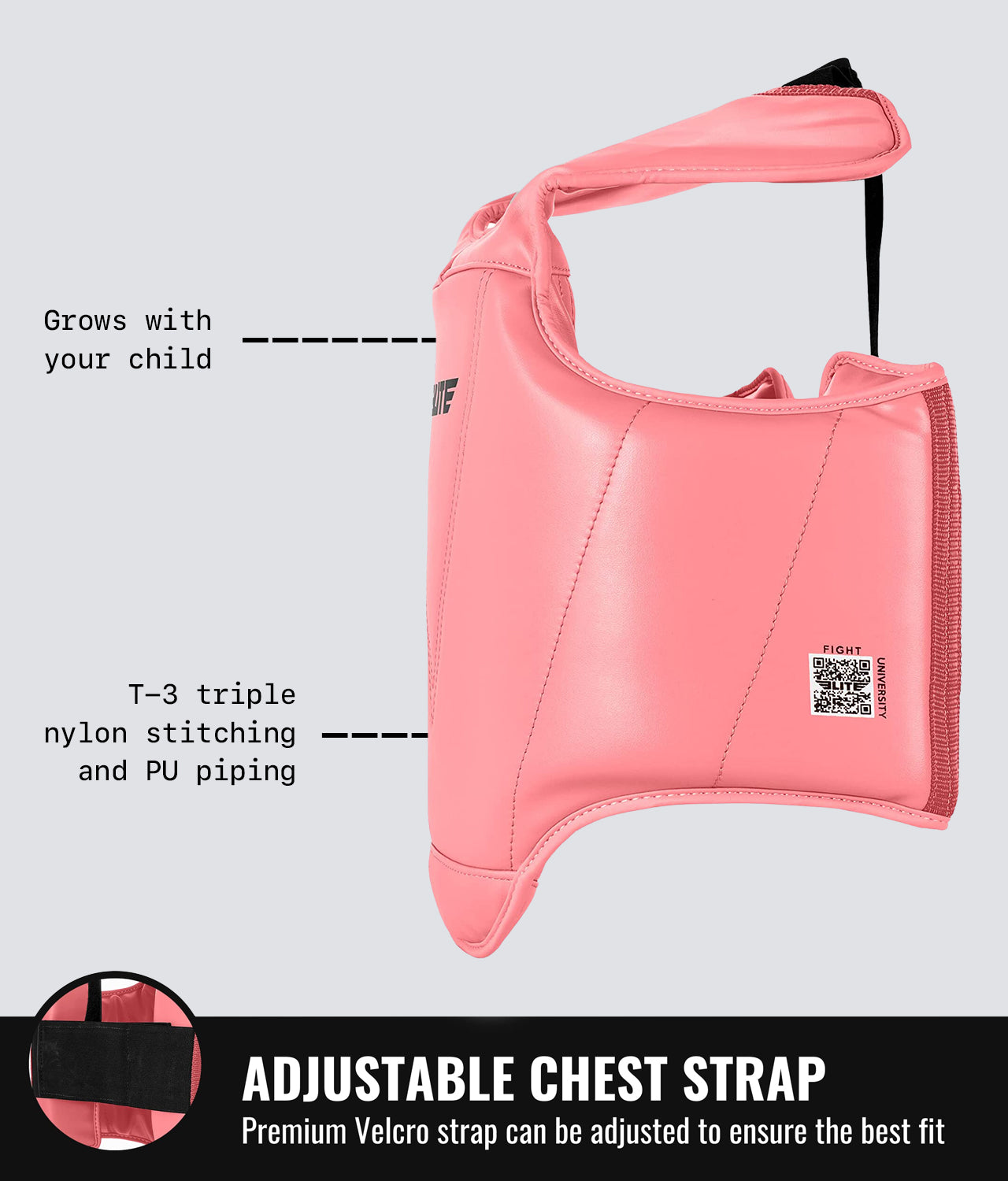 Elite Sports Kids' Pink Boxing Chest Guard : 4 to 8 Years Adjustable Chest Strap