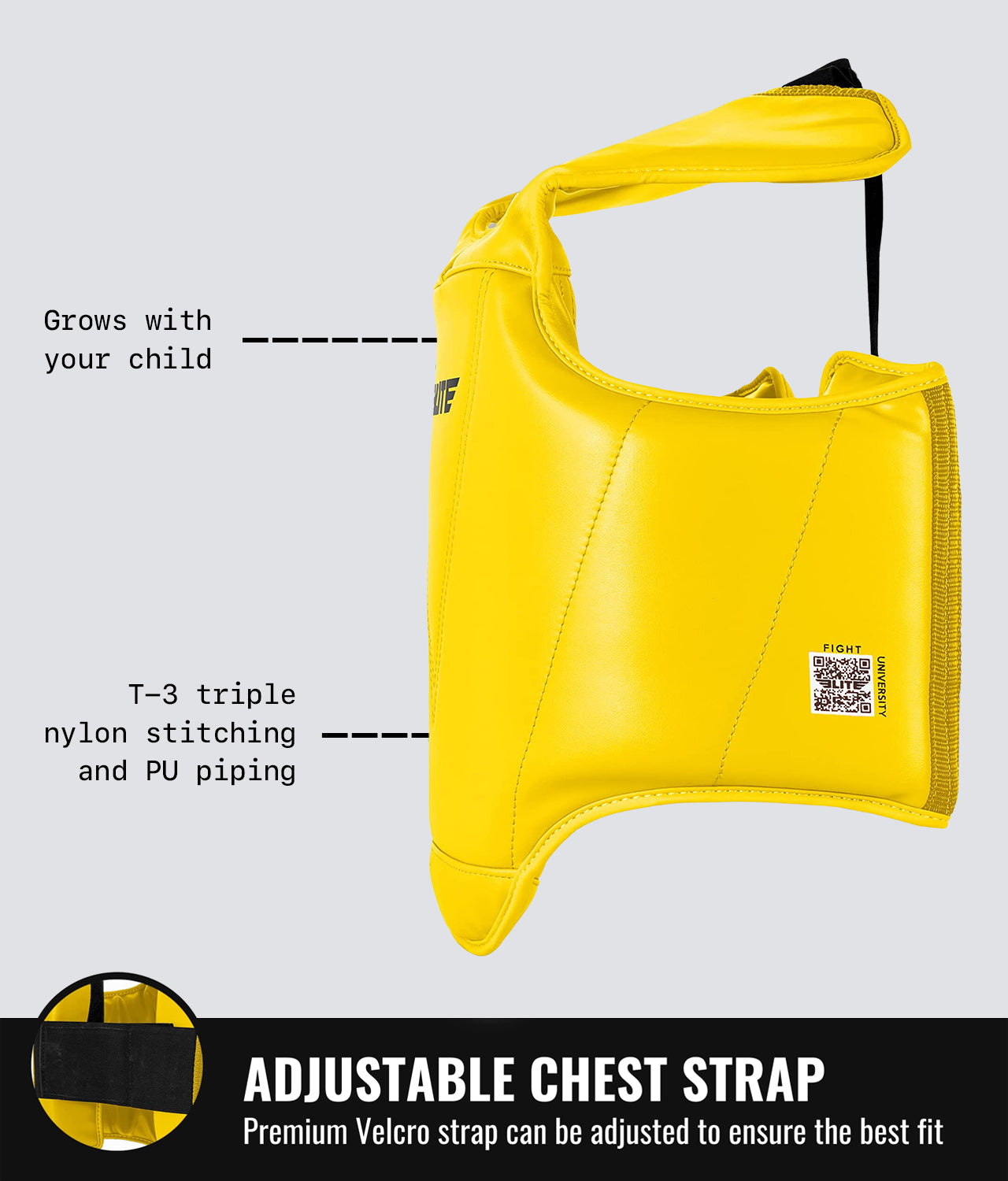 Elite Sports Kids' Yellow Boxing Chest Guard : 4 to 8 Years Adjustable Chest Strap