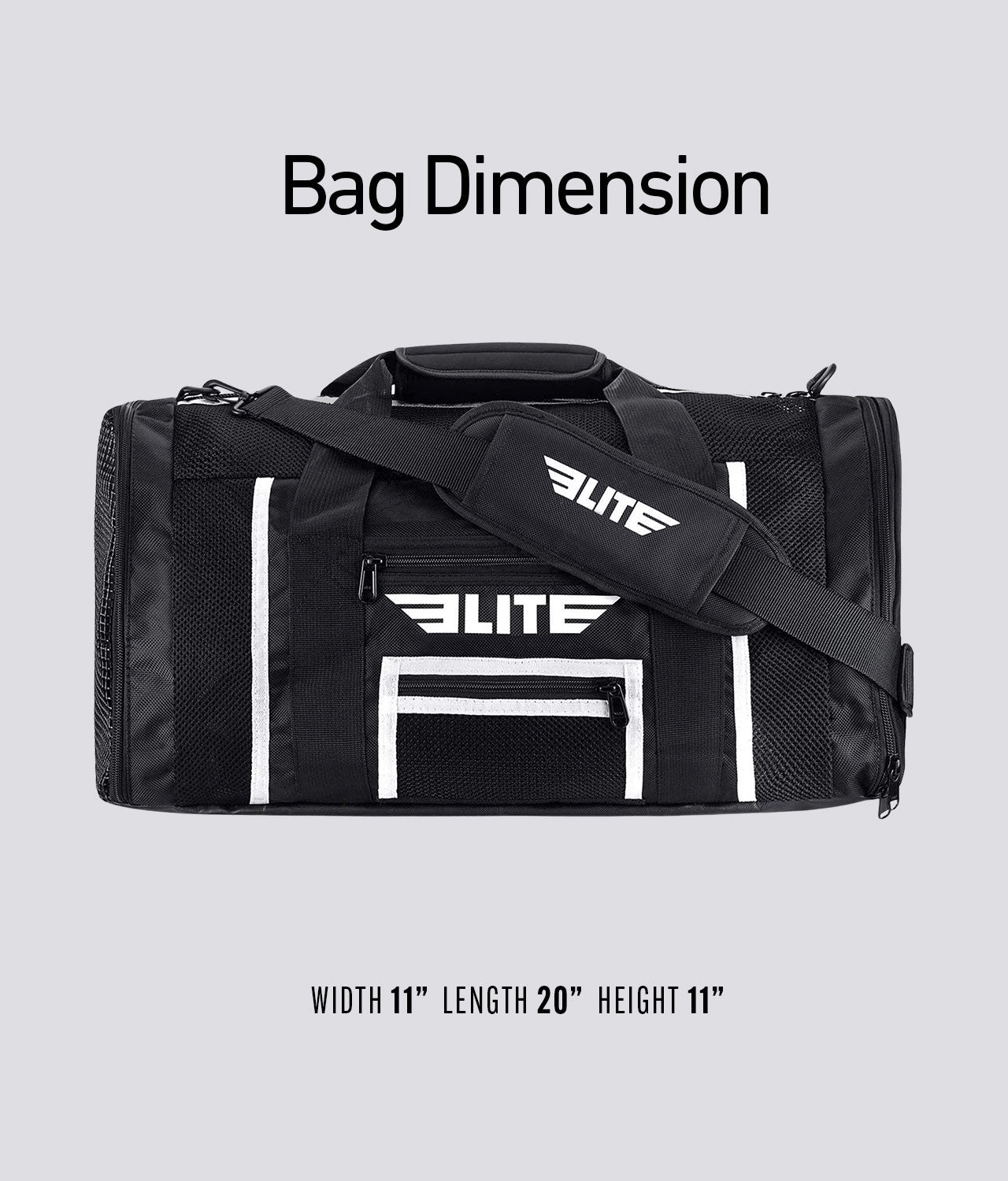 Elite Sports Mesh Black Large Boxing Gear Gym Bag Demension