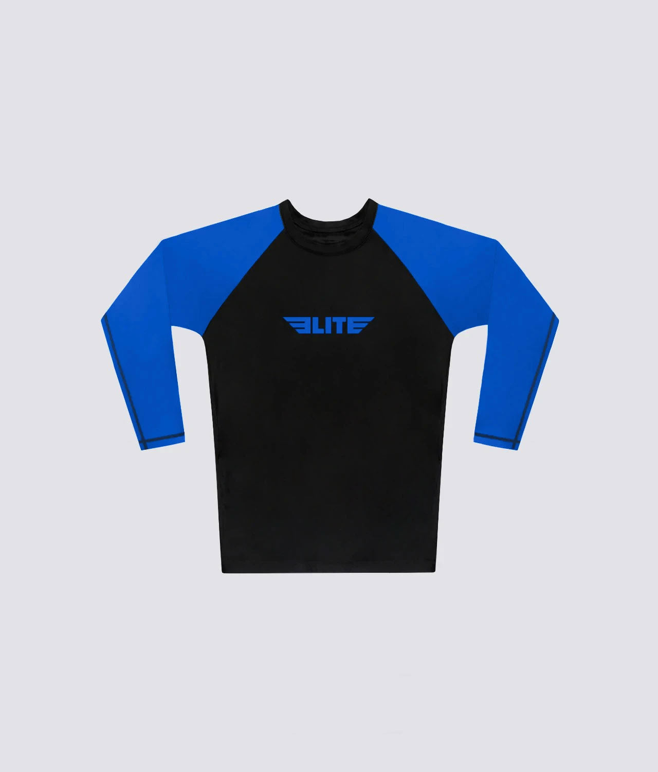 Elite Sports Men's Standard Blue Long Sleeve Jiu Jitsu BJJ Rash Guard Flat