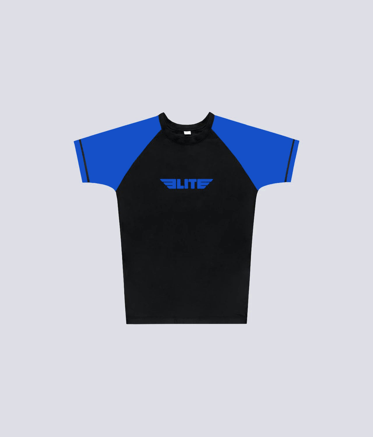 Elite Sports Men's Standard Blue Short Sleeve Jiu Jitsu BJJ Rash Guard Flat