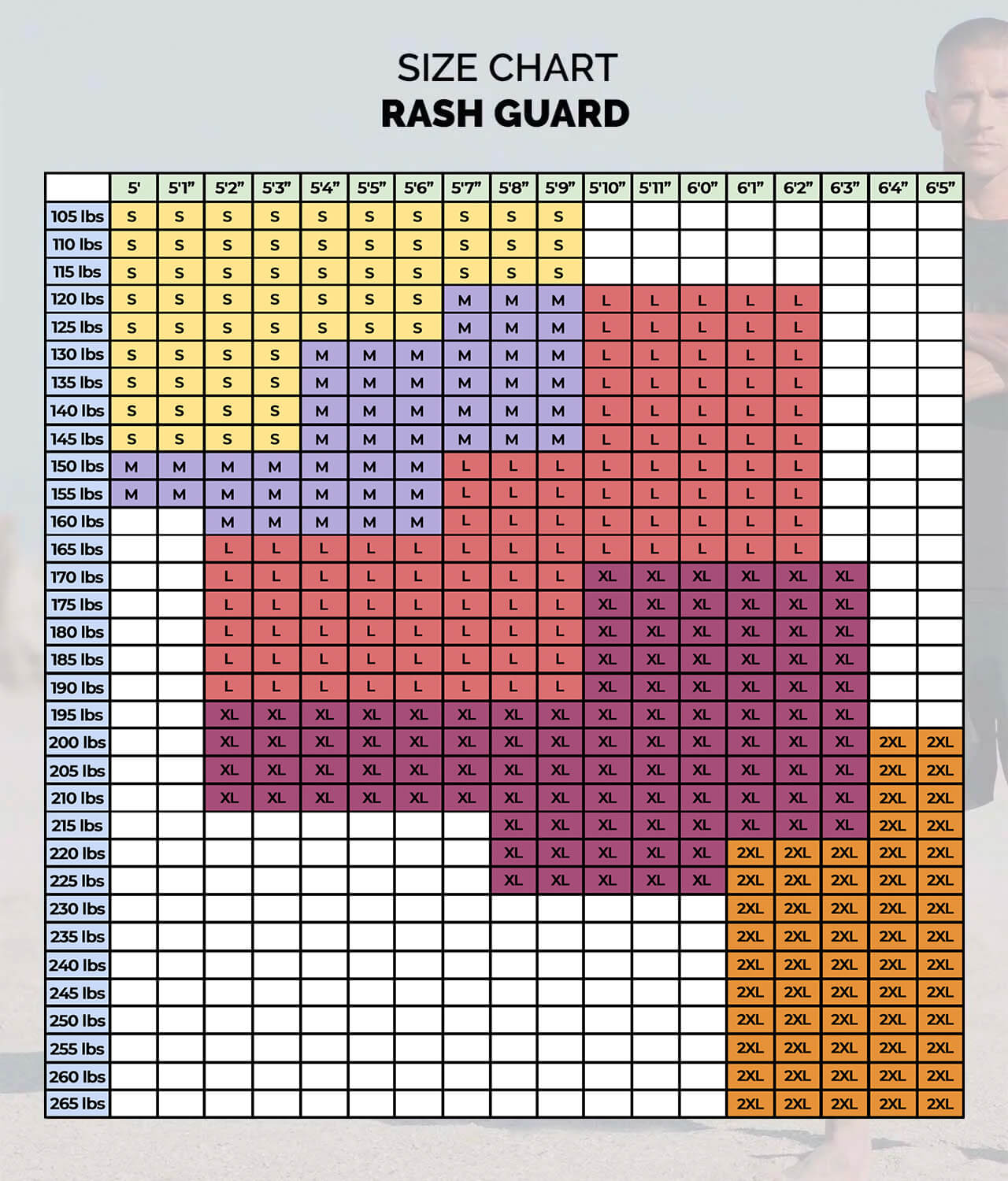 Elite Sports Men's Standard Brown Long Sleeve Jiu Jitsu BJJ Rash Guard Size Guide