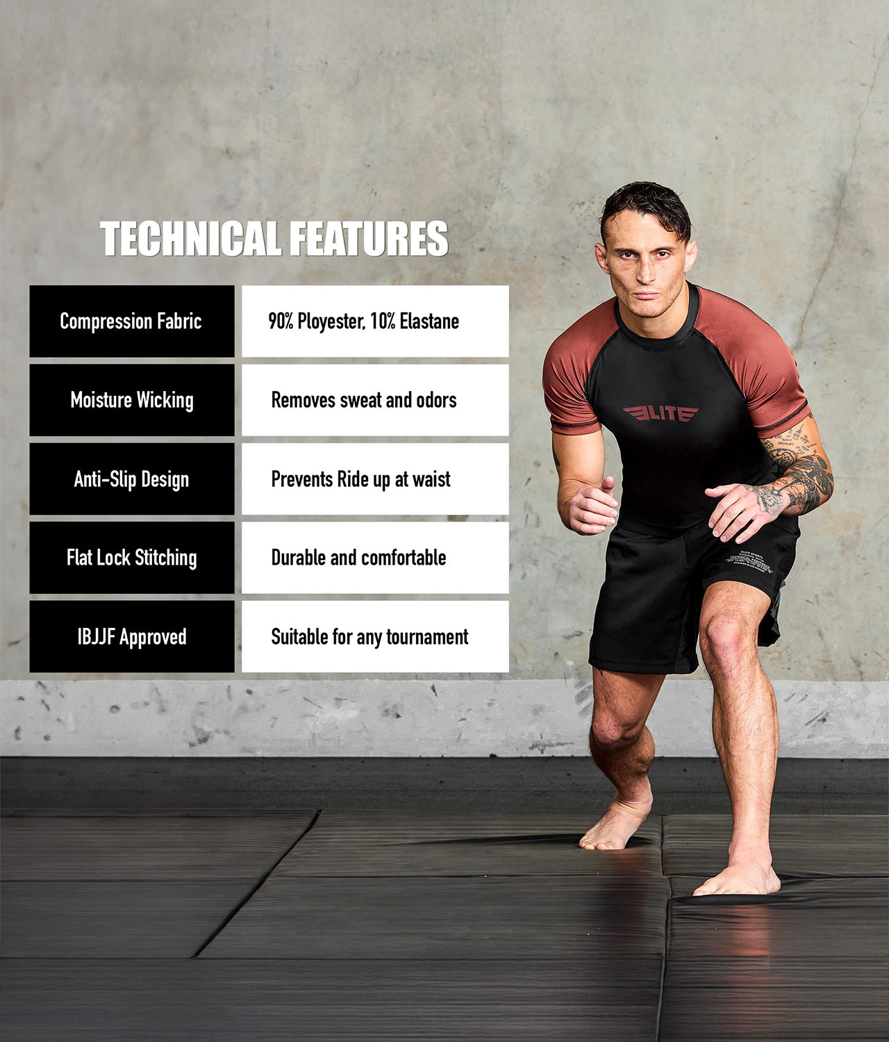 Men's Standard Brown Short Sleeve Training Rash Guard