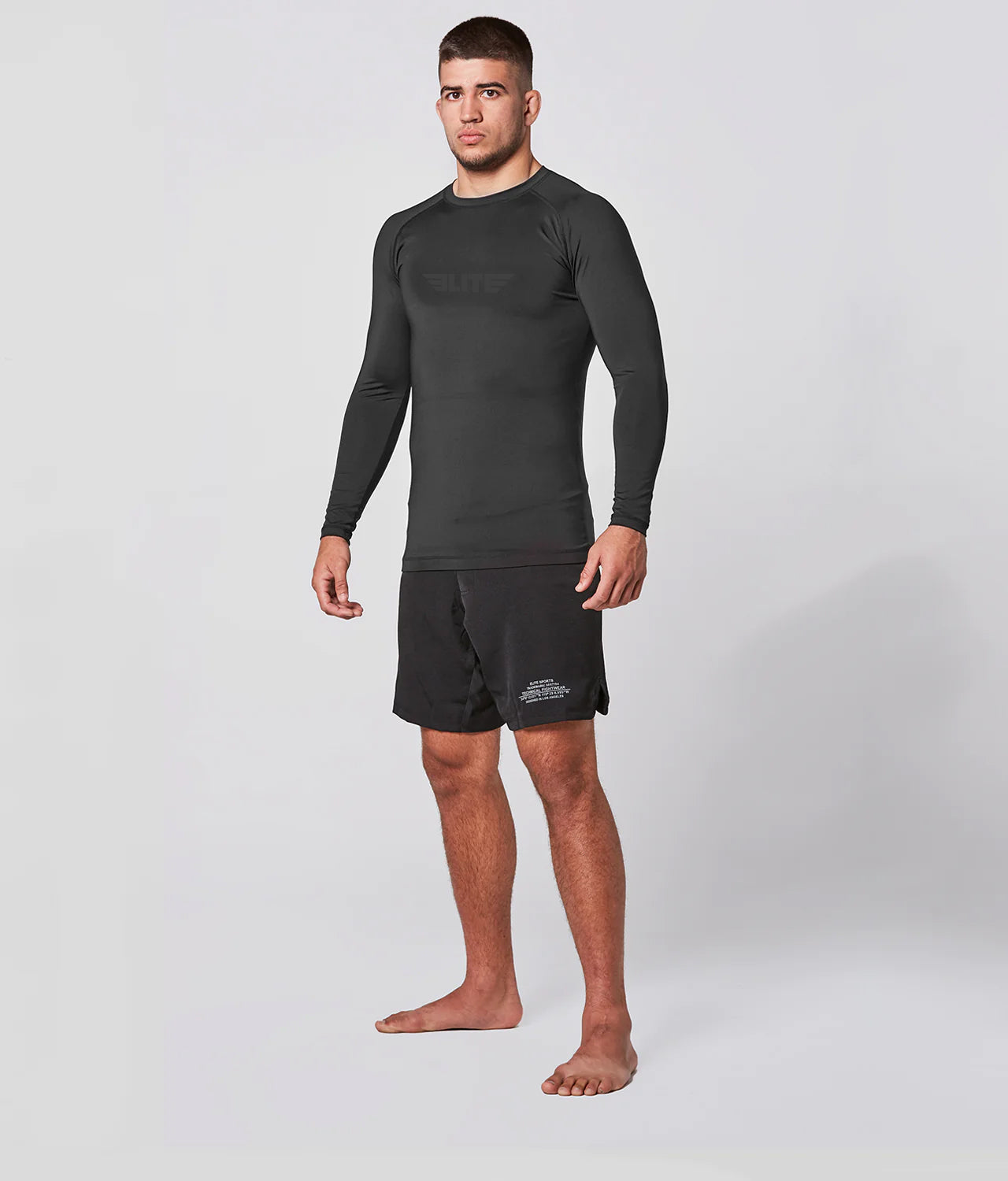 Elite Sports Standard Black Long Sleeve Brazilian Jiu Jitsu BJJ Rash ...