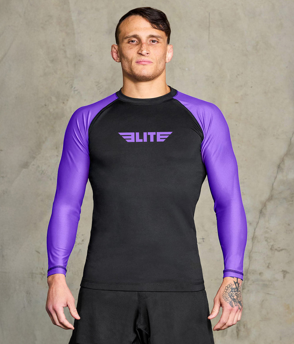 Elite Sports Standard Purple Long Sleeve Mens Jiu Jitsu Rashguard