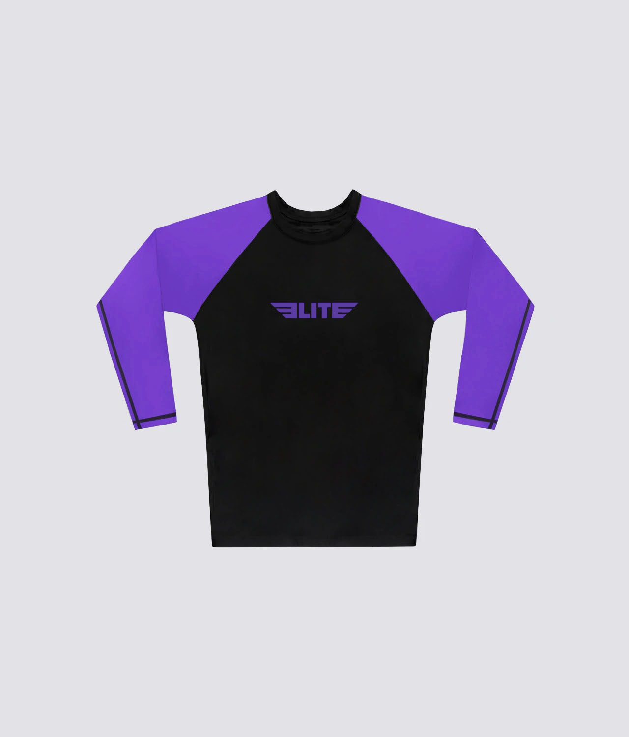 Elite Sports Men's Standard Purple Long Sleeve Jiu Jitsu BJJ Rash Guard Flat