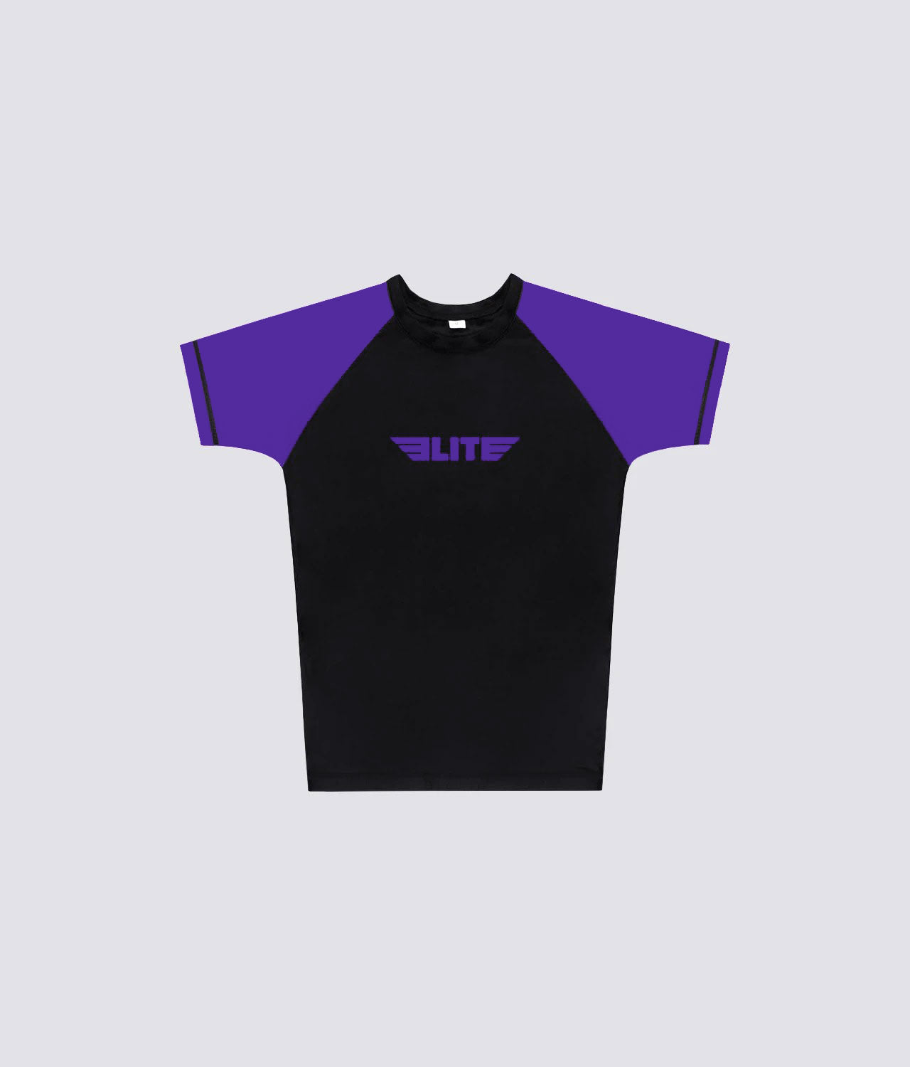 Elite Sports Men's Standard Purple Short Sleeve Jiu Jitsu BJJ Rash Guard Flat