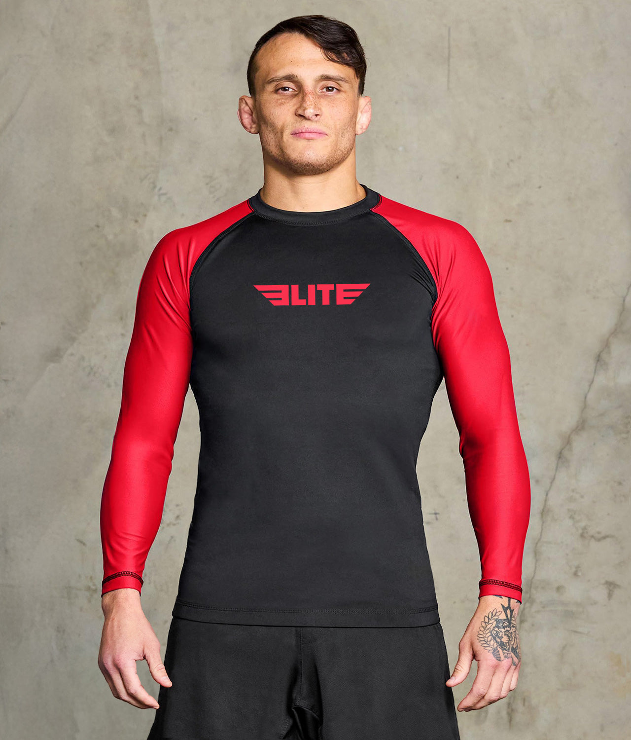 Standard Red Long Sleeve No-Gi Mens BJJ Rash Guard