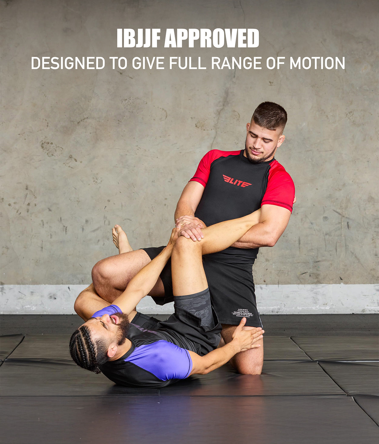 elitesports standard red short sleeve mens ibjjf approved bjj rashguard