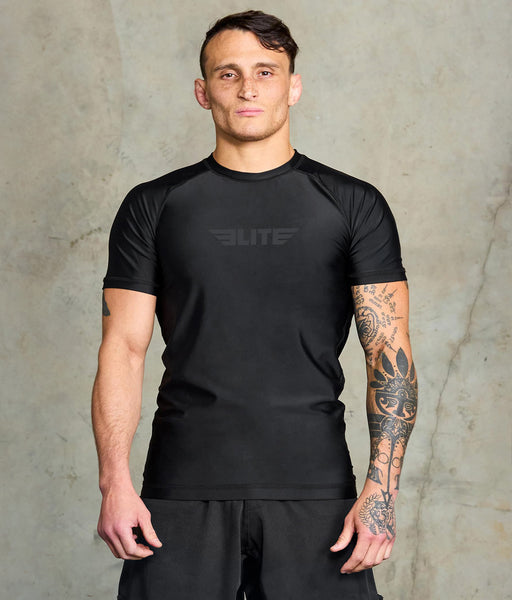 RASH ショートスリーブ シーガル ブラック Elite Sports Standard Black Short Sleeve Mens Jiu Jitsu Rashguard