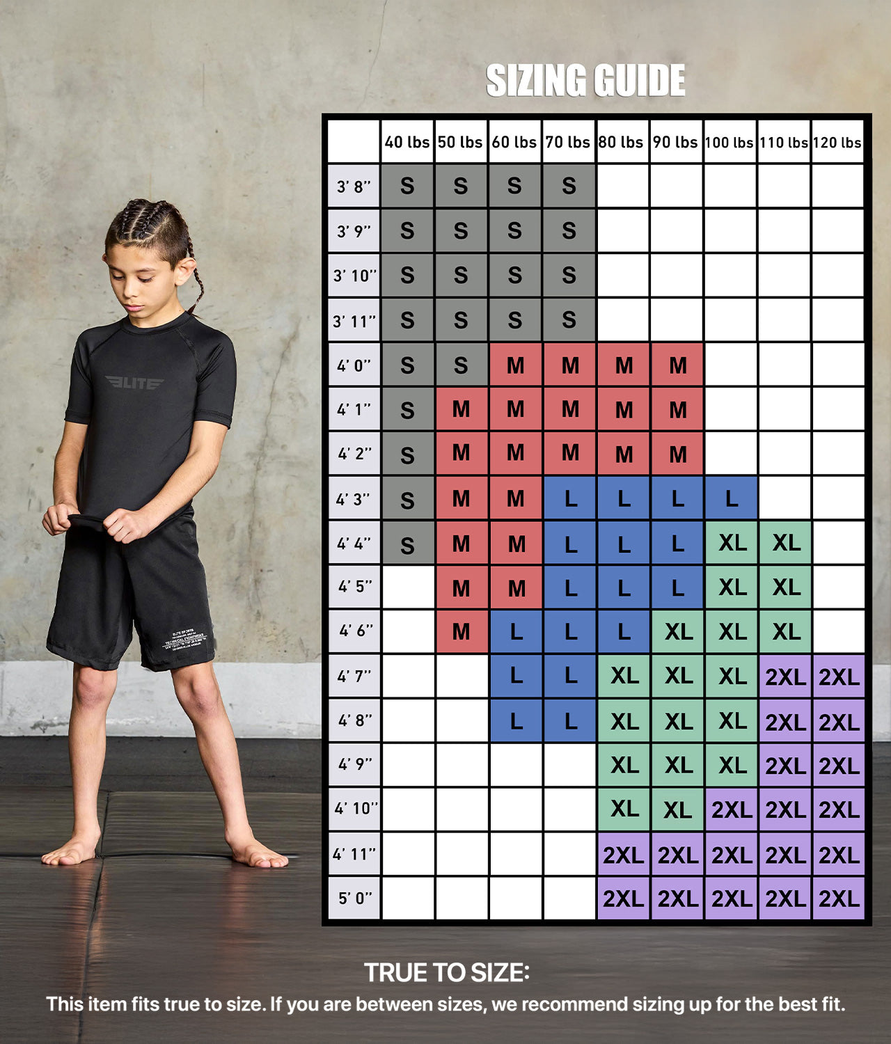 Kids' Standard Black Short Sleeve Boxing Rash Guard