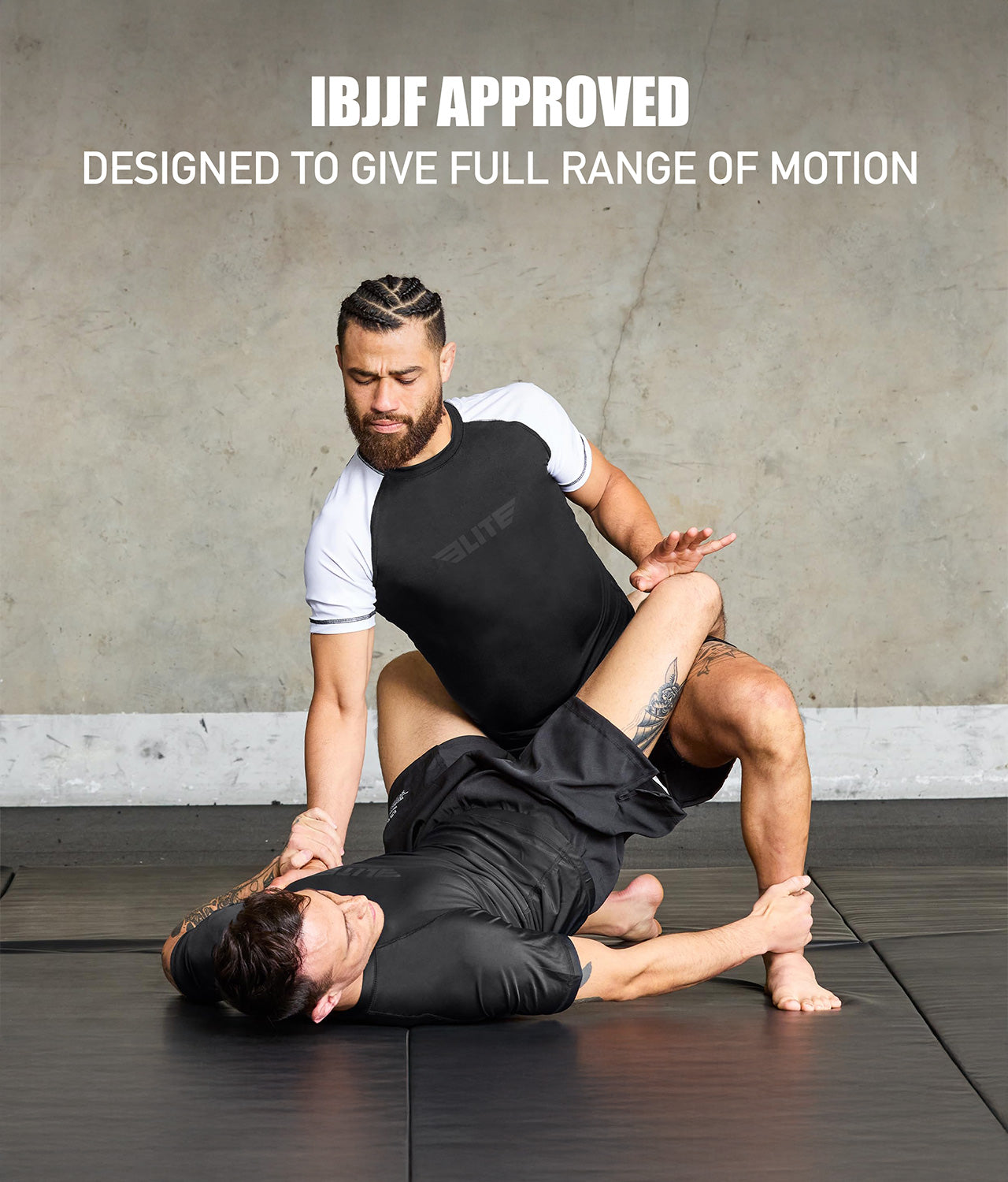 elitesports standard white short sleeve mens ibjjf approved bjj rashguard