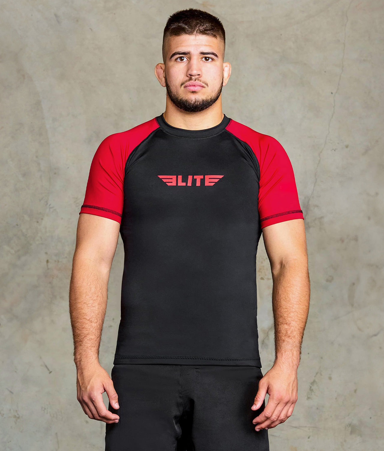 elite sports standard red short sleeve mens mma rash guard