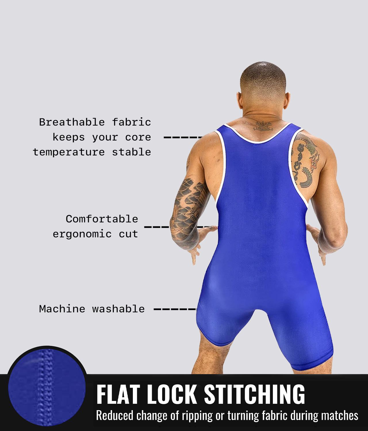 Elite Sports Adults' Standard Series Blue Wrestling Singlets Flat Lock Stitching