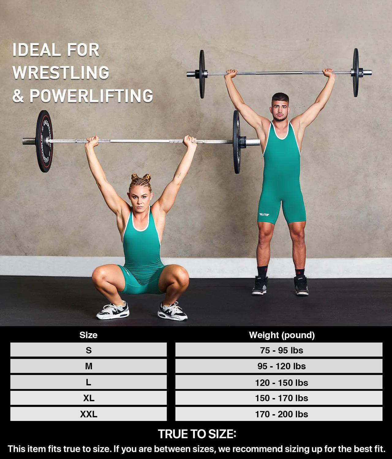 elite sports standard mens green wrestling singlet sizing guide
