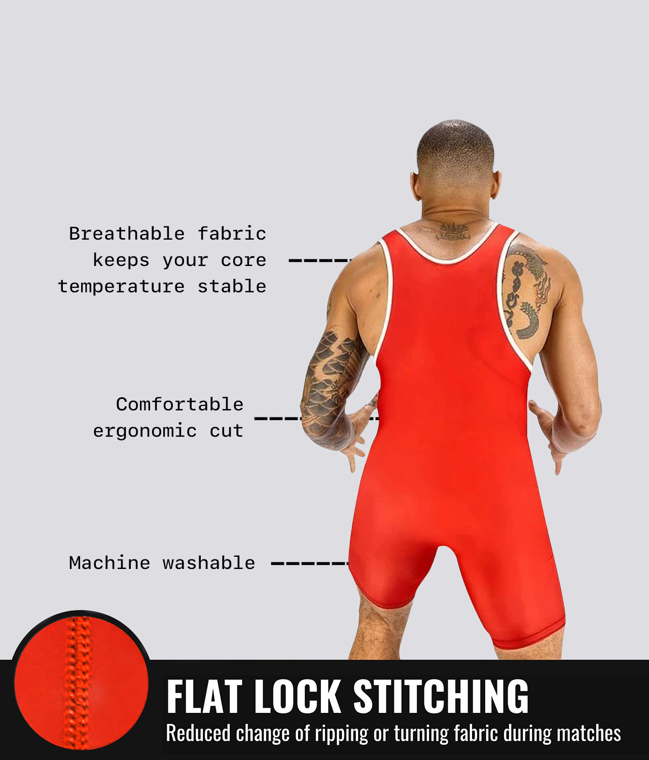 Elite Sports Adults' Standard Series Red Wrestling Singlets Flat Lock Stitching